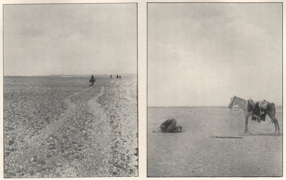 'A desert road; Prayer in the desert'. Syria 1908 old antique print picture